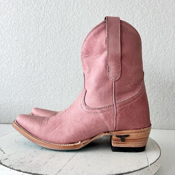 Lane EMMA JANE Womens Cowboy Bootie 5 Pink Leather Western Cowgirl Short Boots - Picture 6 of 13